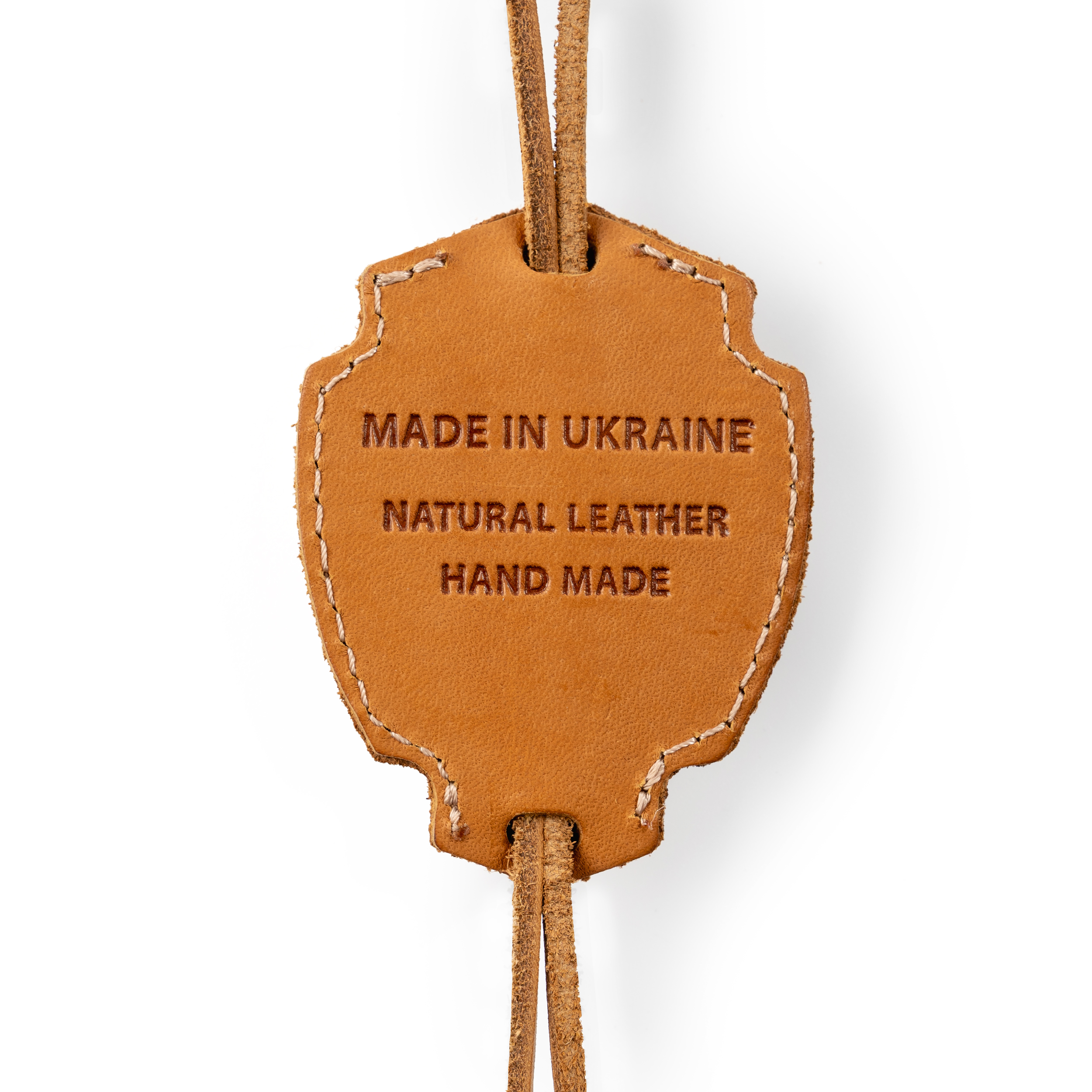 B1-Ducks. Handmade Hunting Bolo Tie with Leather and Natural Horn