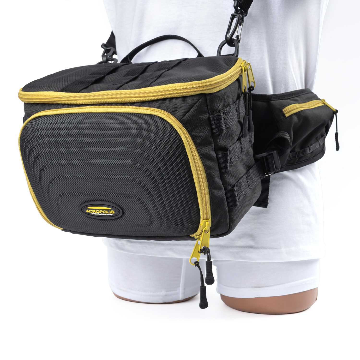 SDS-7ch Black Modular Waist Bag for Shore Spinning Fishing